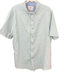 Heritage Report Collection Men's Shirt Linen Light Blue Short Sleeves